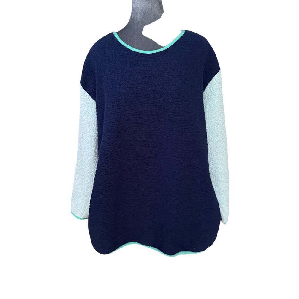 Lands End 1X Womens Long Sleeve Sherpa Sweater